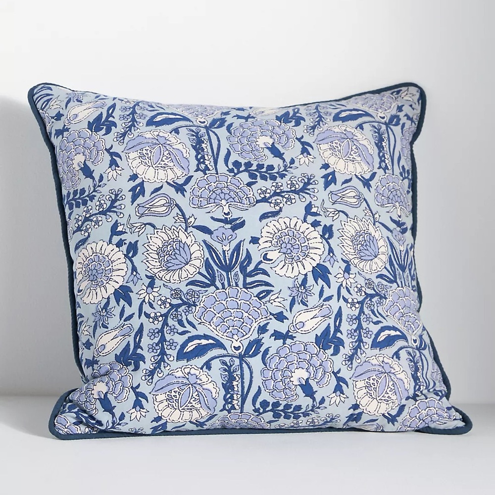 Anthropologie Cotton Mix Floral Print Pillow